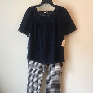 GAP Eyelet, boho, navy blue top